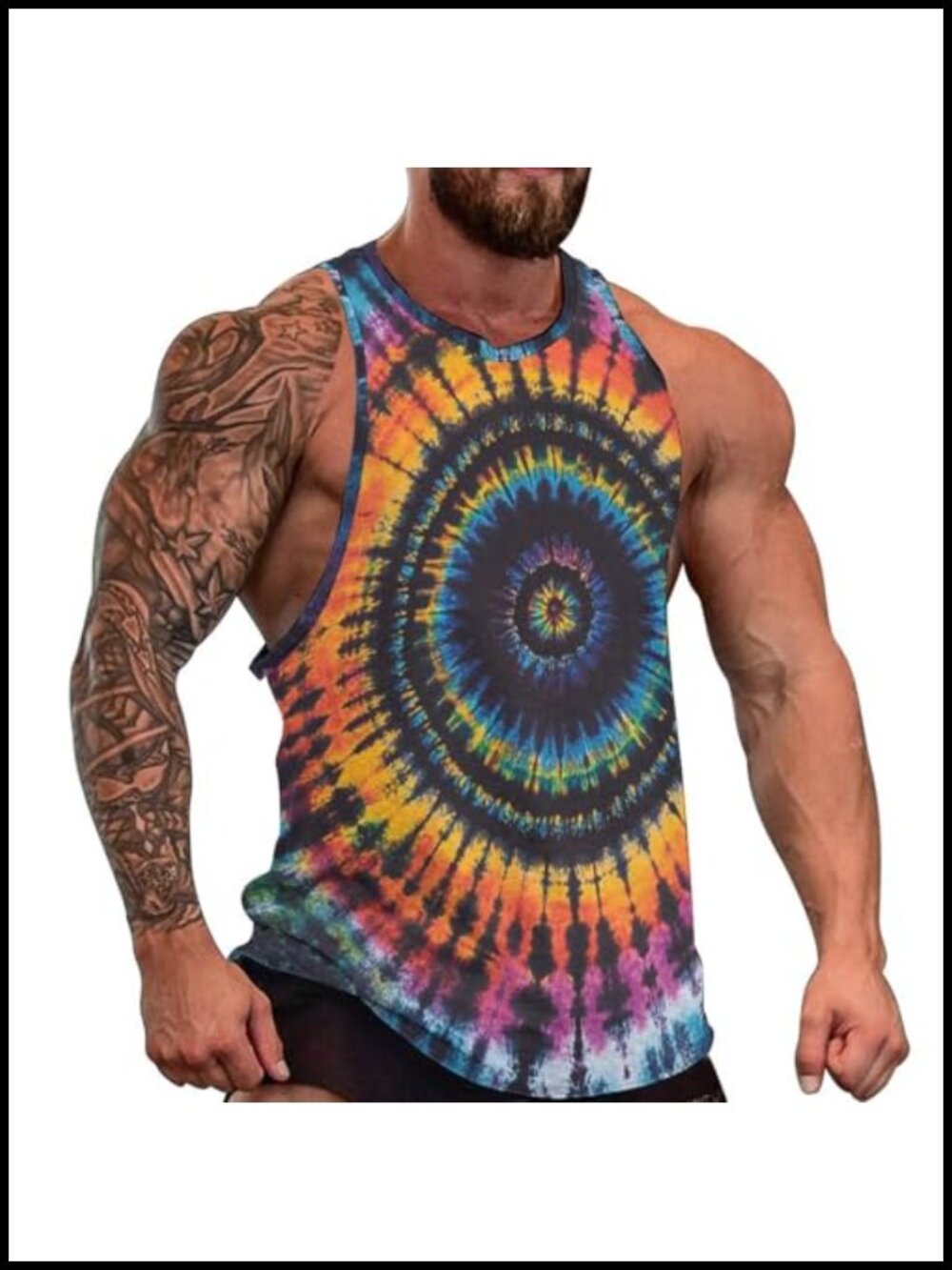 RASBCTK Rainbow Tie Dye Tank Top Mens Gym Workout Sleeveless Vest